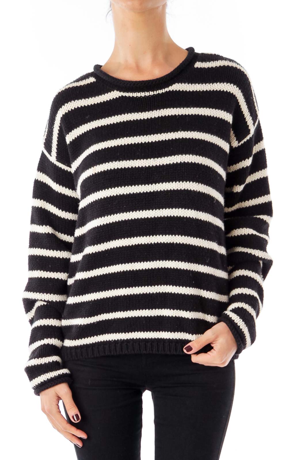 Black & White Stripe Sweater Front