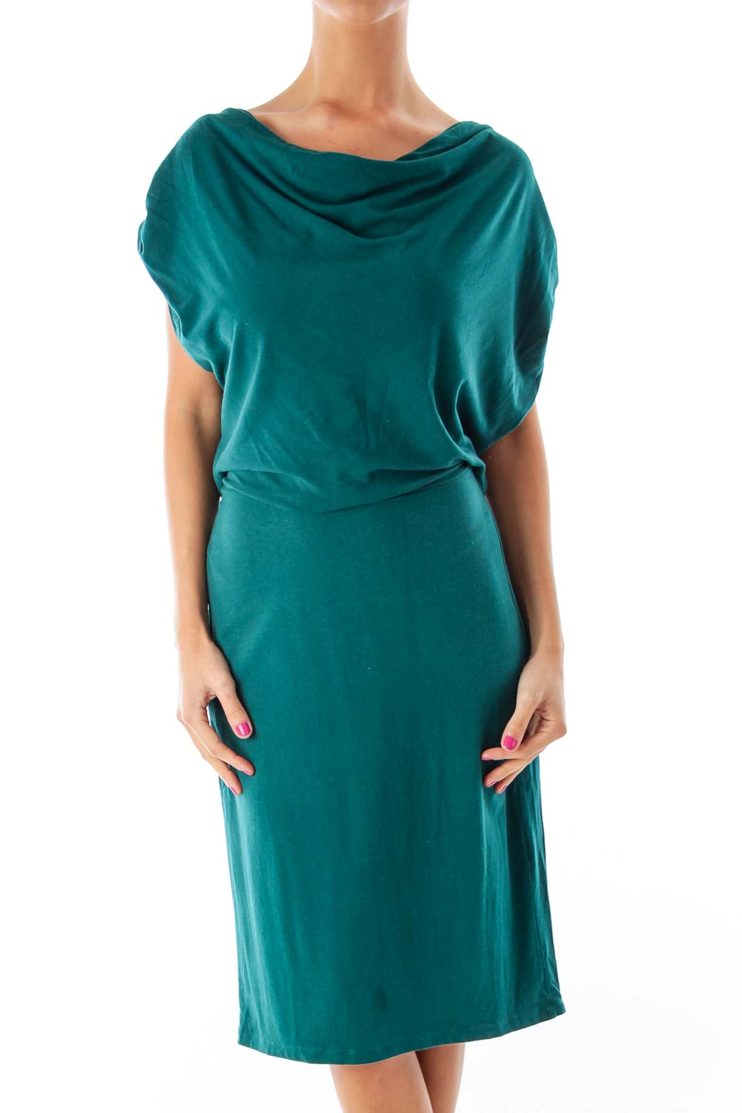 Green Heathered Dress Front