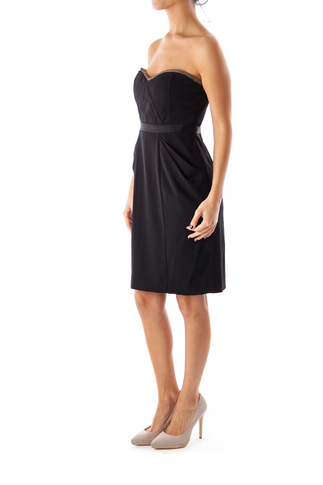 BCBG MaxAzria Black Strapless Empire Dress Polyester SilkRoll