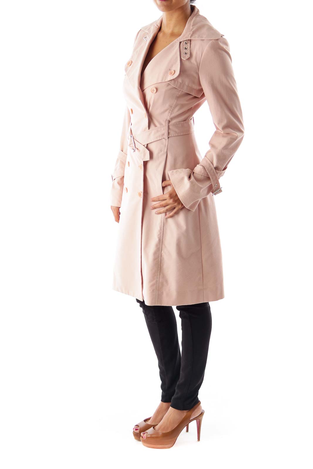 BCBG MaxAzria Pink Trench Coat Cotton Nylon SilkRoll