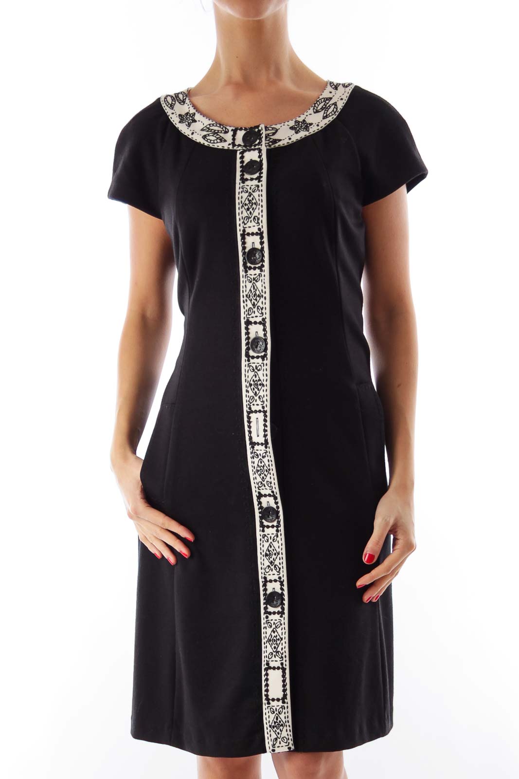 Black & White Detail Trim Dress Front