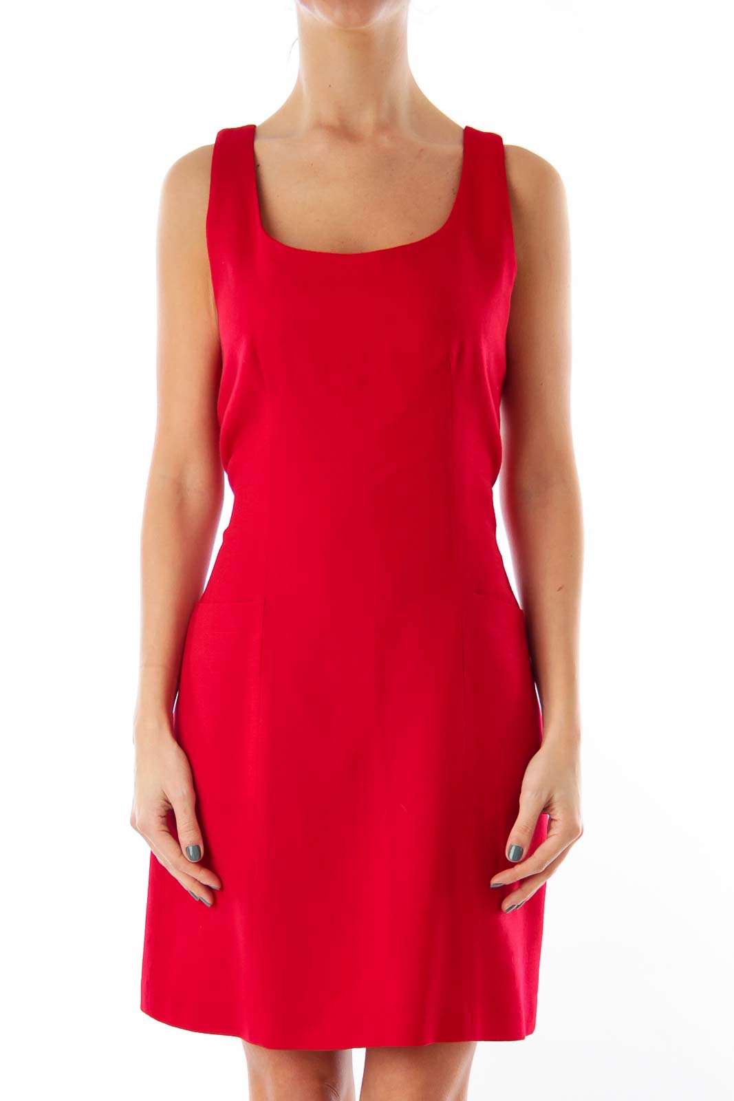 Red Pocket Mini Dress Front