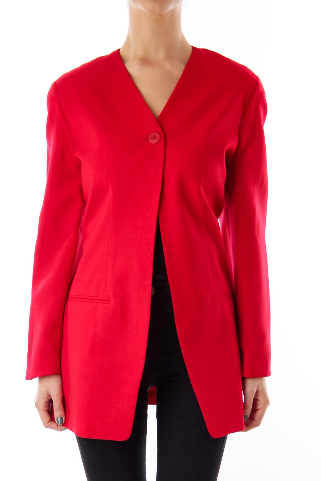 Red Long Blazer Front
