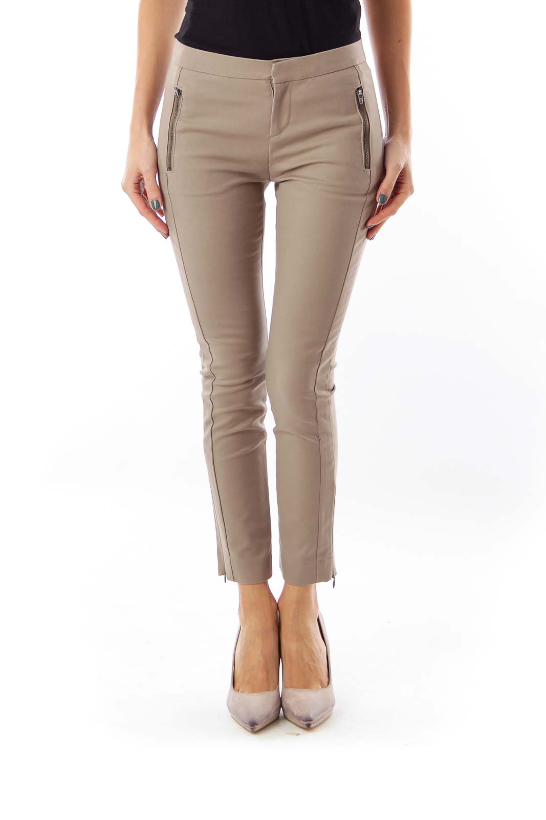 taupe skinny pants