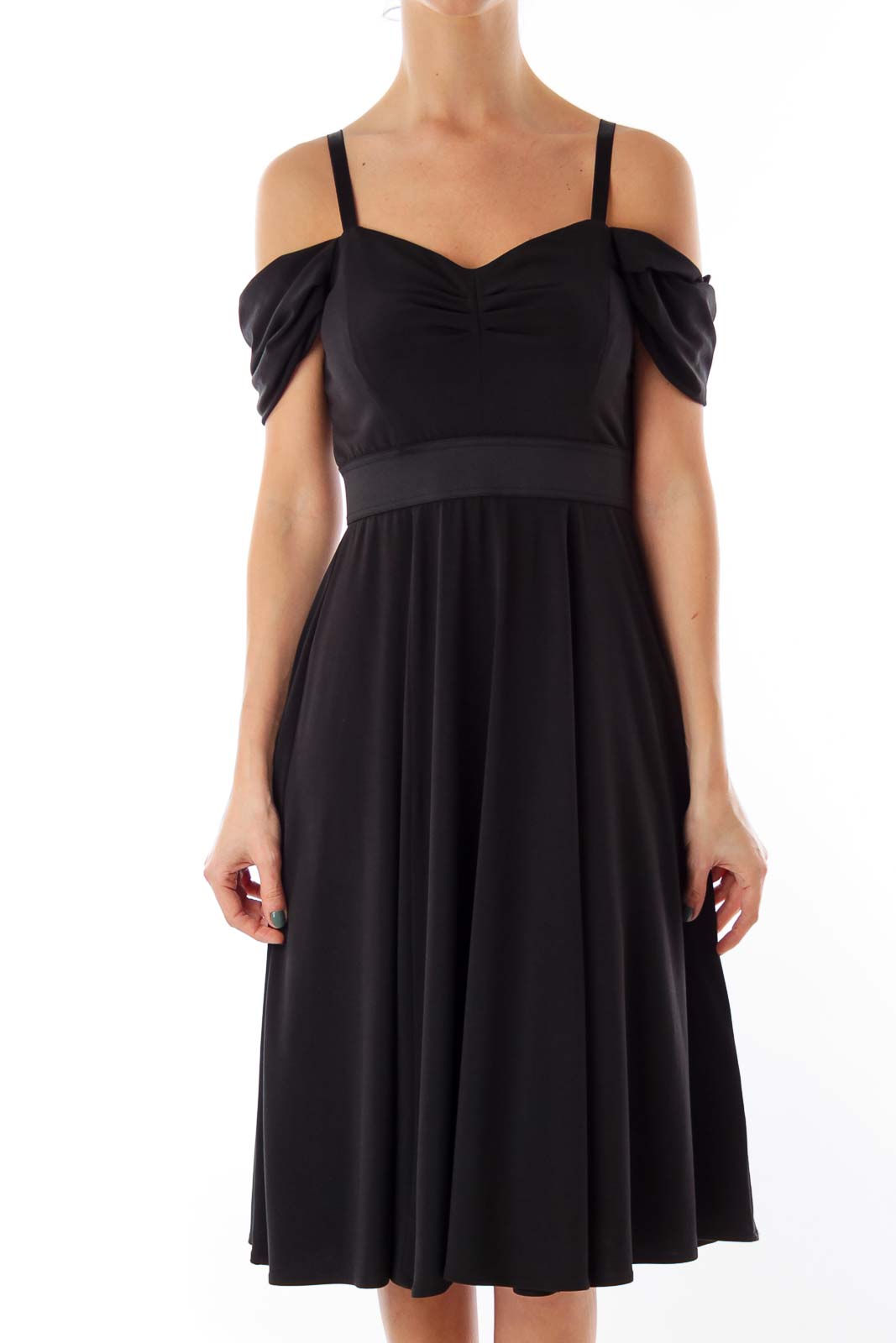 Black Off-The-Shoulder Dress Front