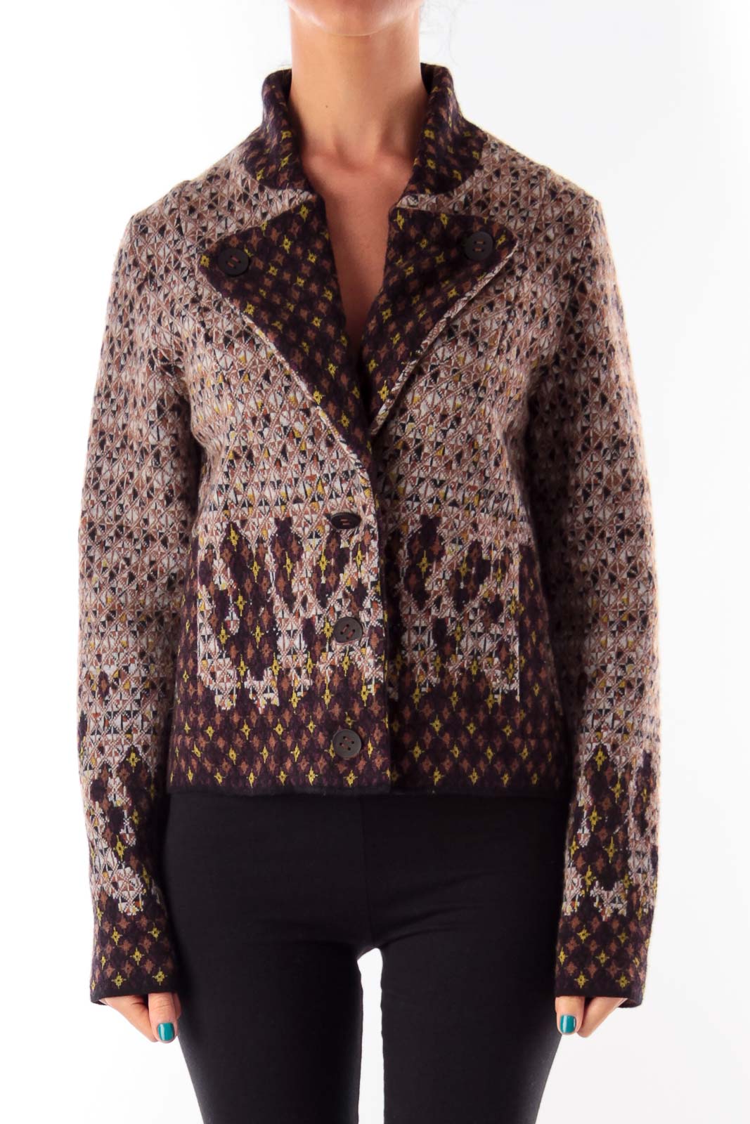Color Print Wool Jacket Front