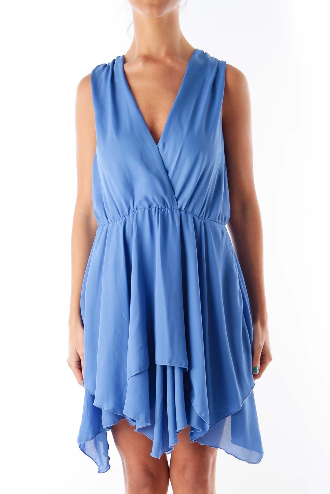 Blue Layer Mini Dress Front