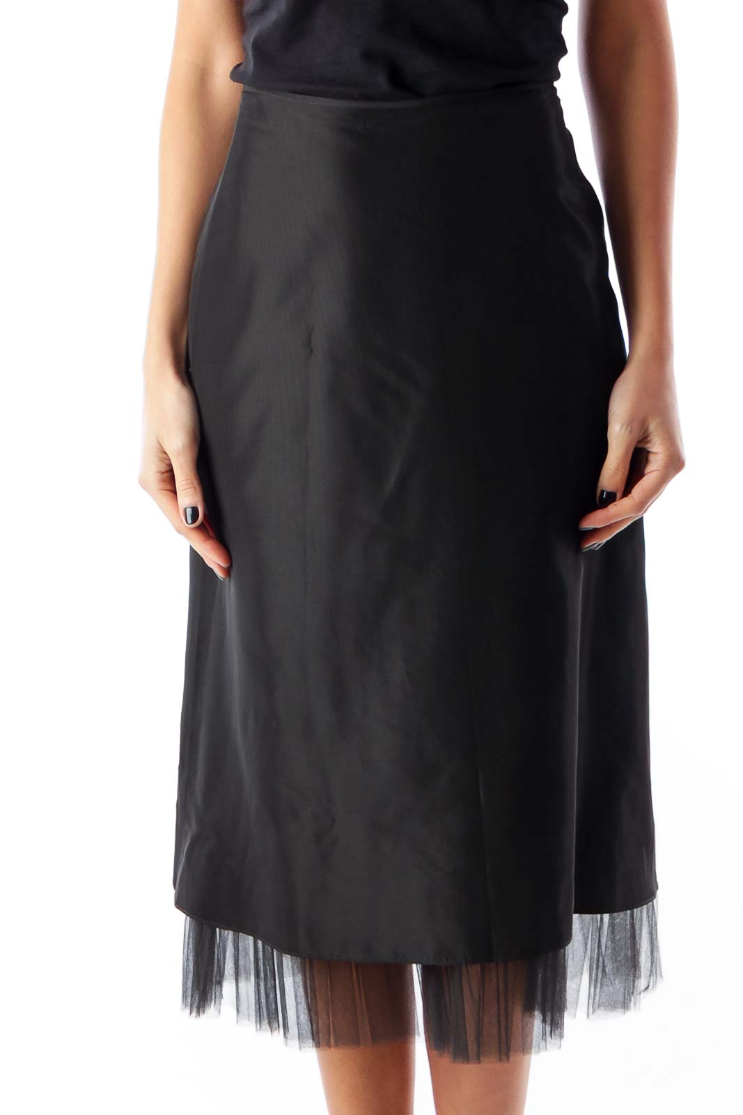 Black Tule Detail Skirt Front