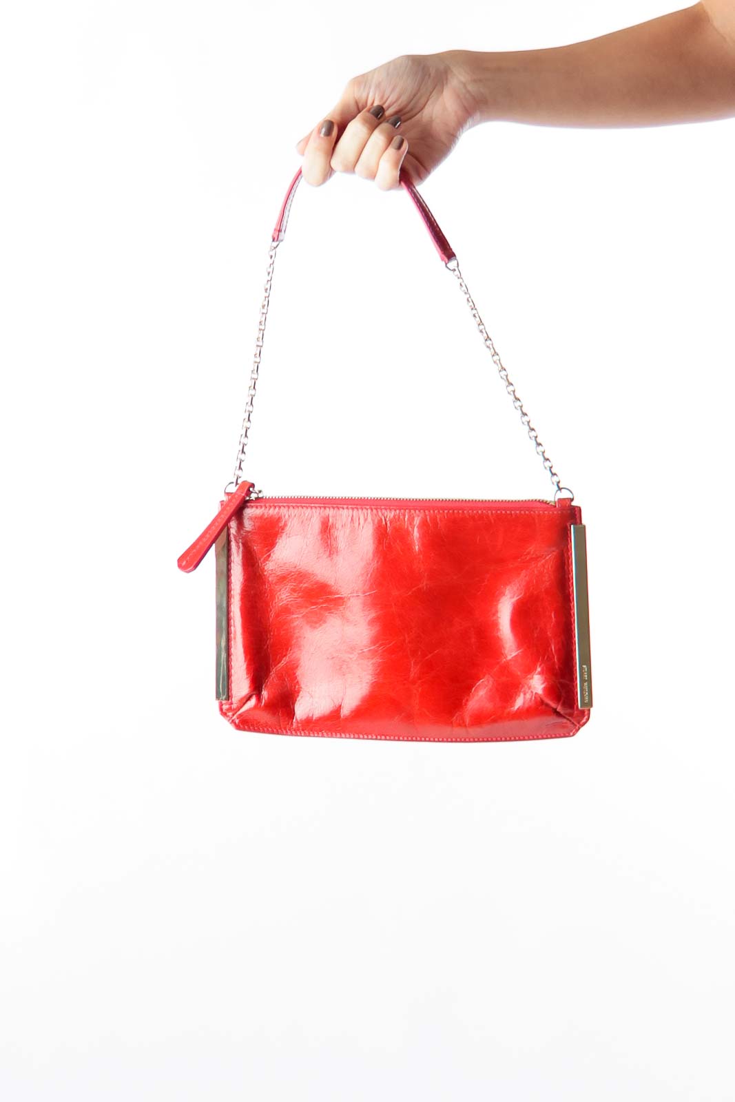 Red Leather Mini Shoulder Bag Front