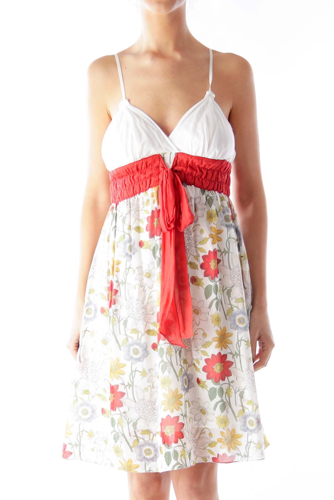 White Floral Camisole Dress Front