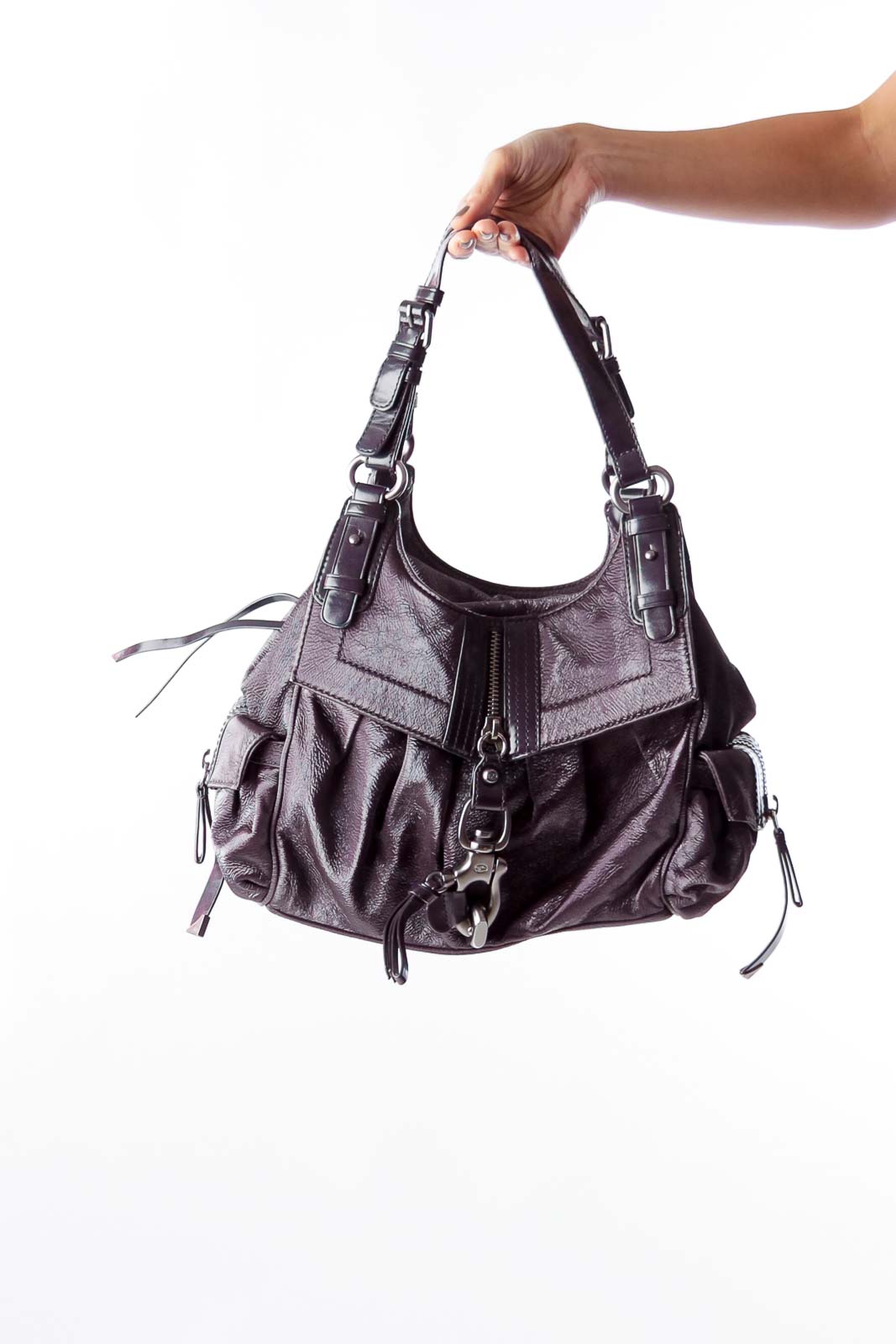 Dark Purple Side Pocket Bag Front