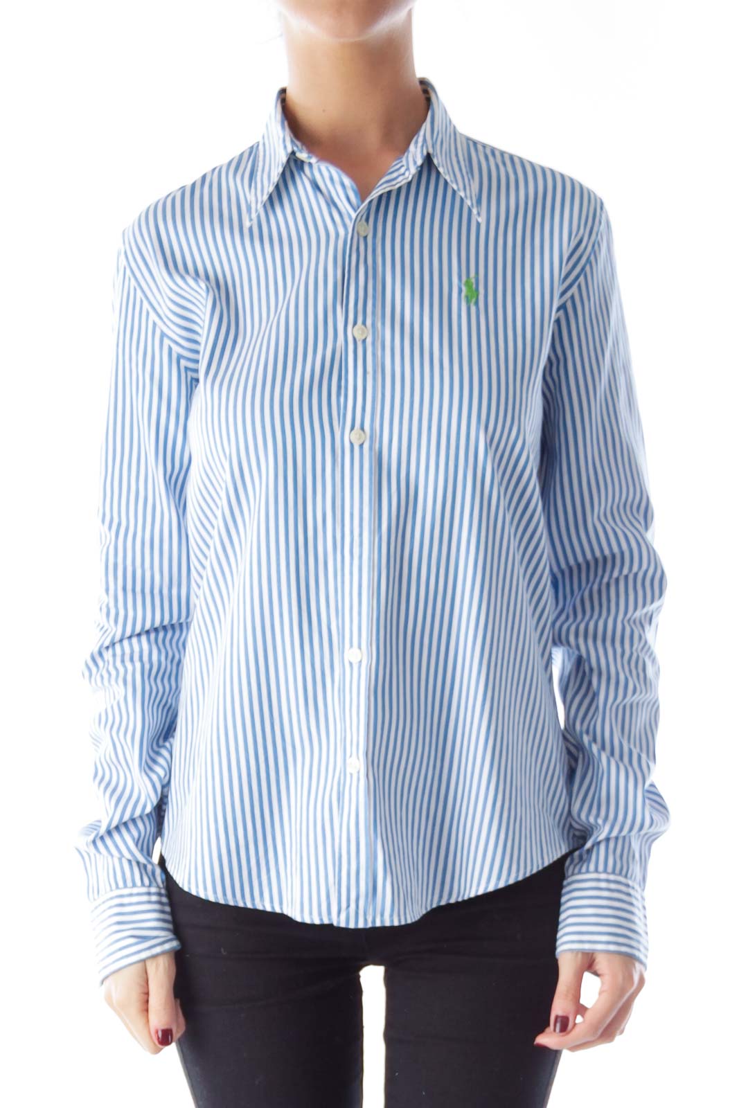 Blue & White Stripe Shirt Front