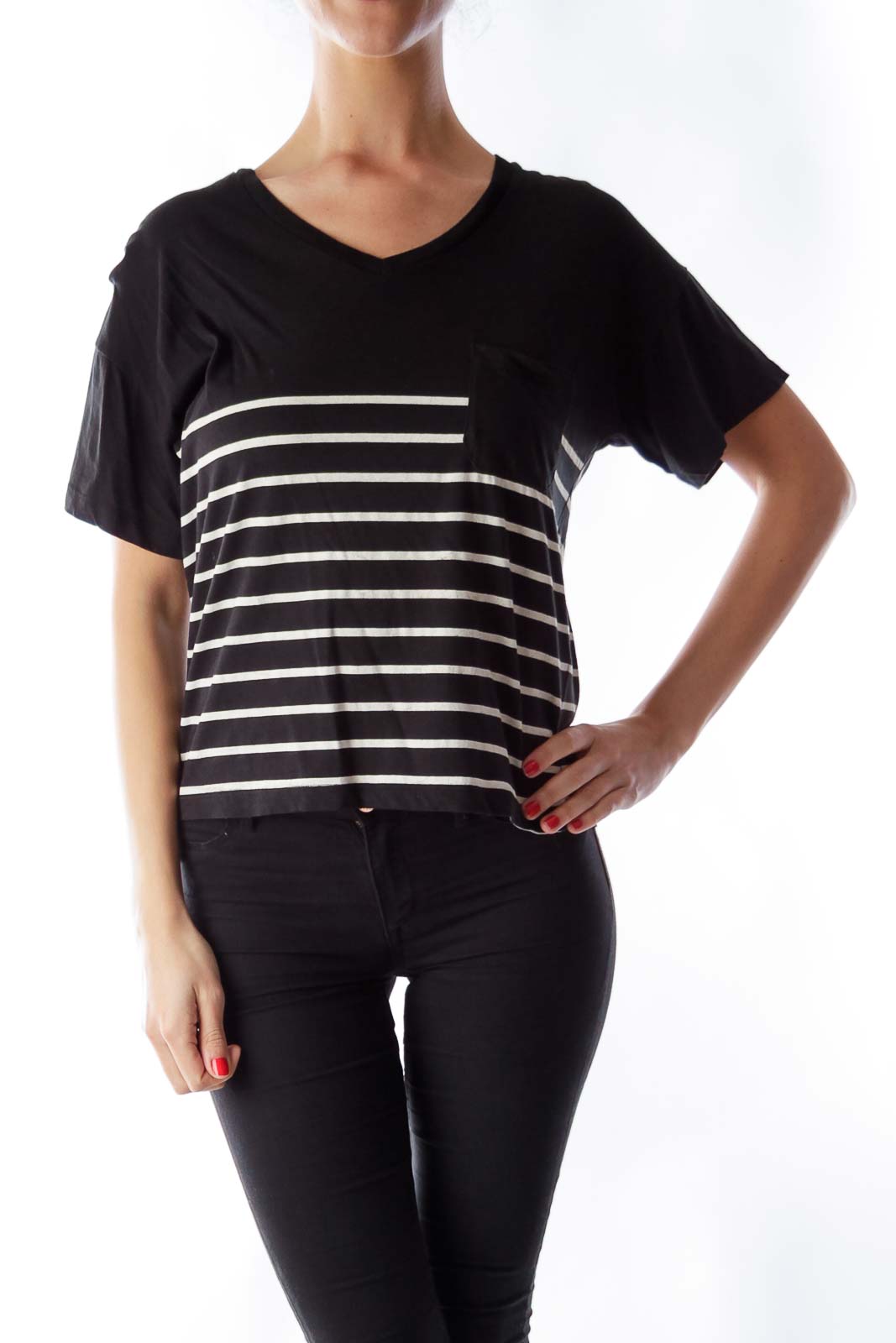 Black & White Stripe Shirt Front