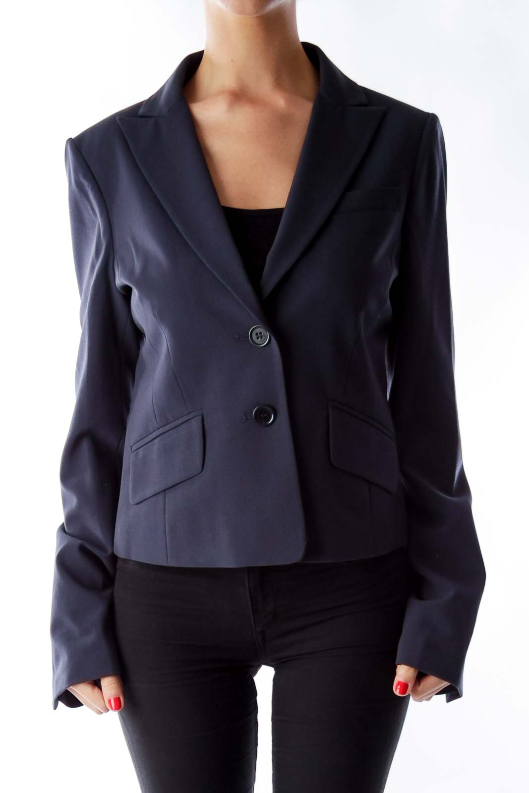 Navy Fitted Blazer Front