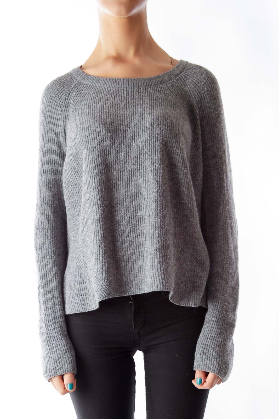 Gray Crop Sweater Front