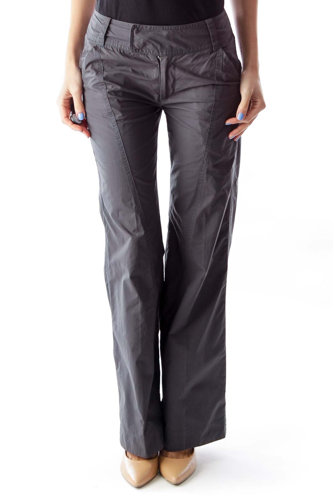 Gray Flare Pants Front