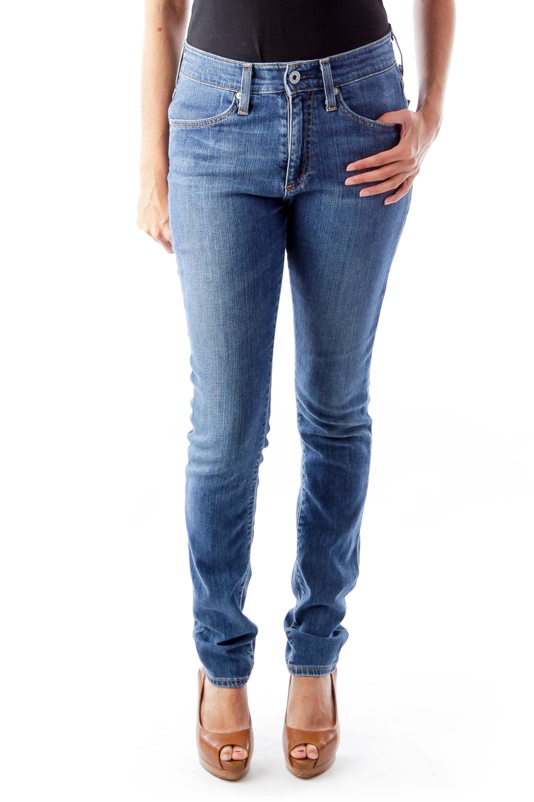 Blue Farrah Skinny Jeans Front
