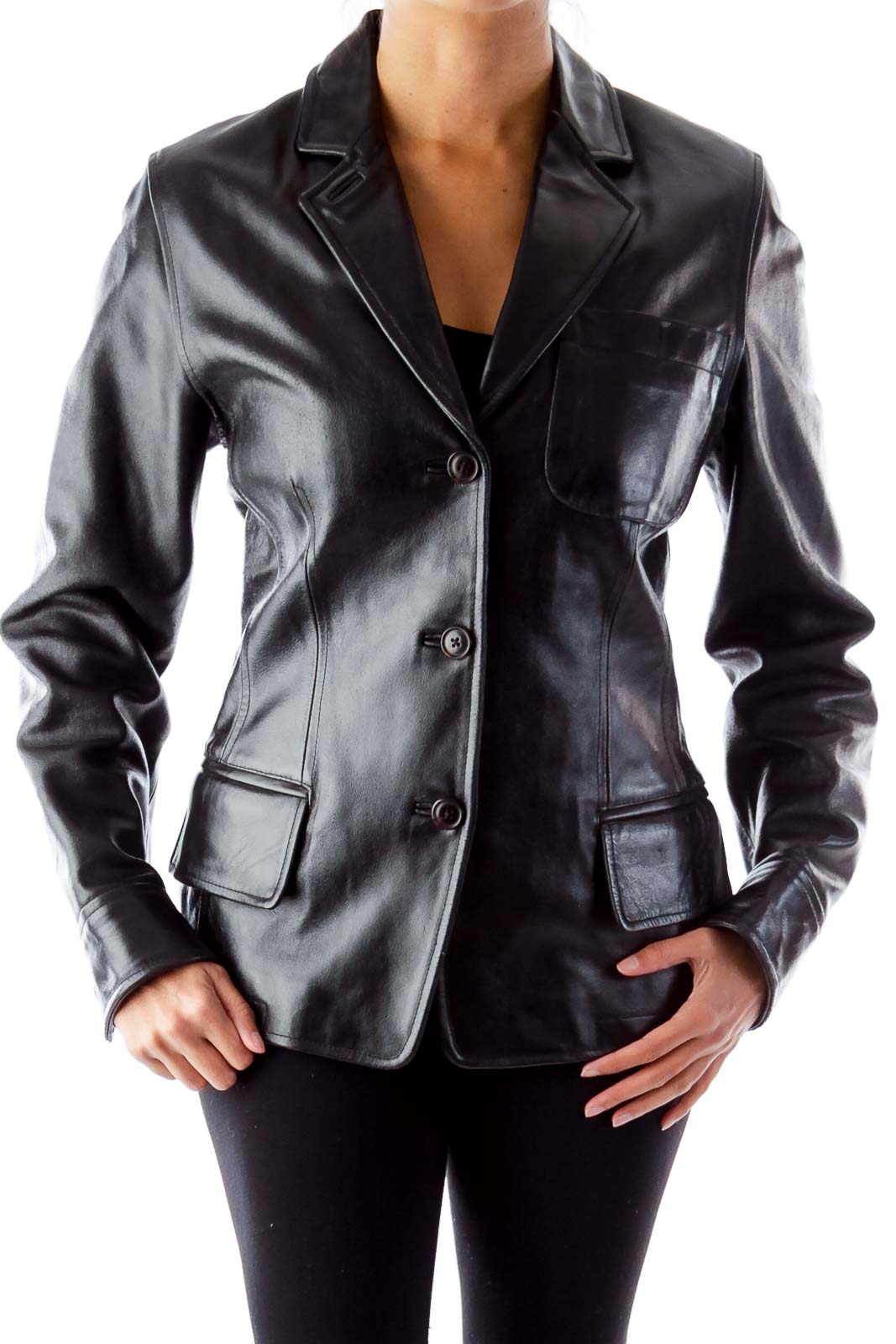 Black Leather Jacket Front