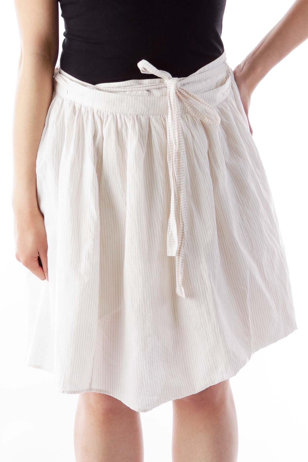 Beige & White Stripe Skirt Front