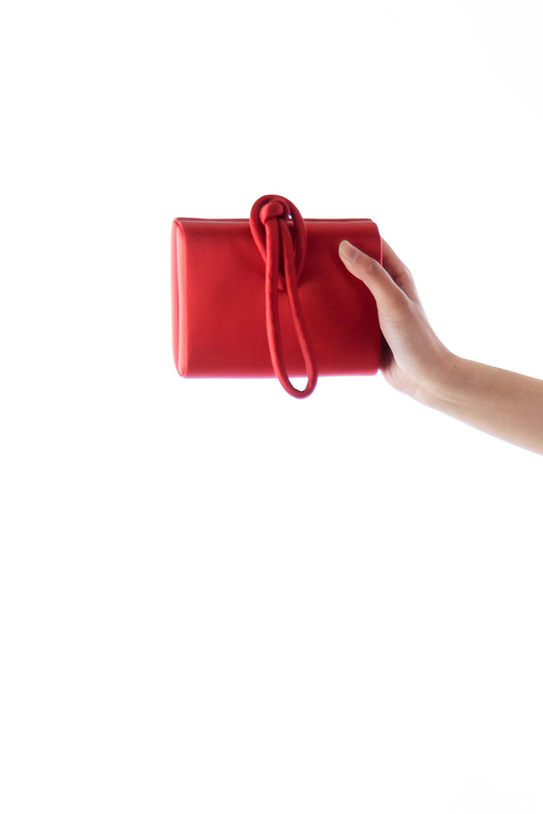 Red Knot Satin Clutch Front