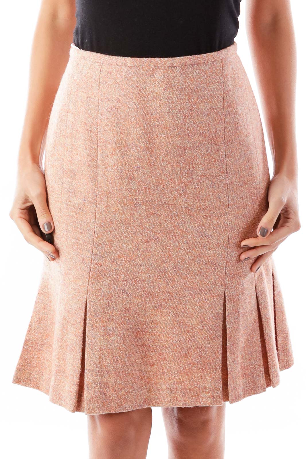 Peach Pink Wool Skirt Front