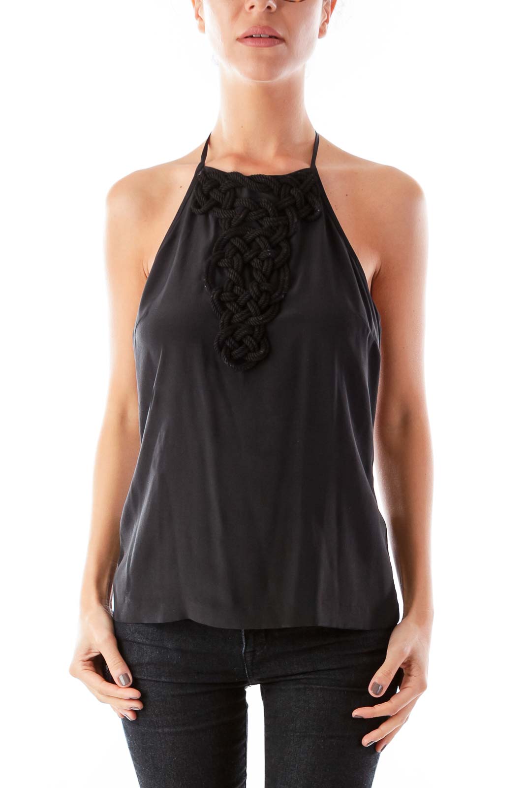 black silk halter top