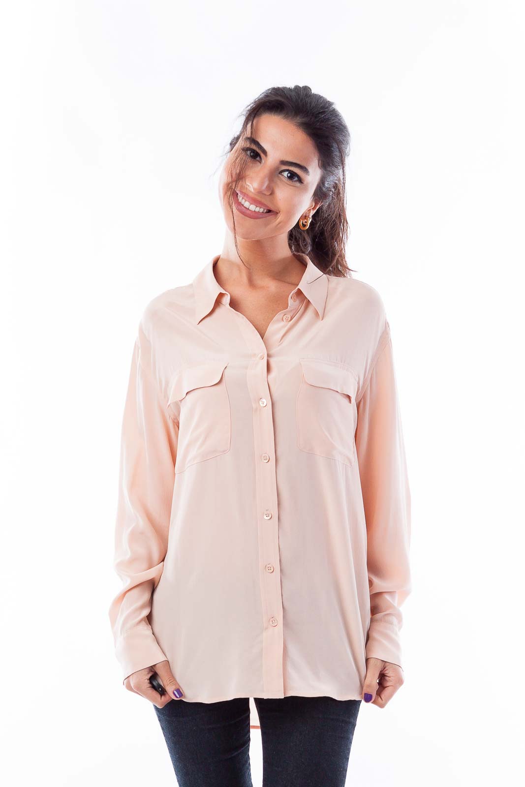 Peach Silk Top Front