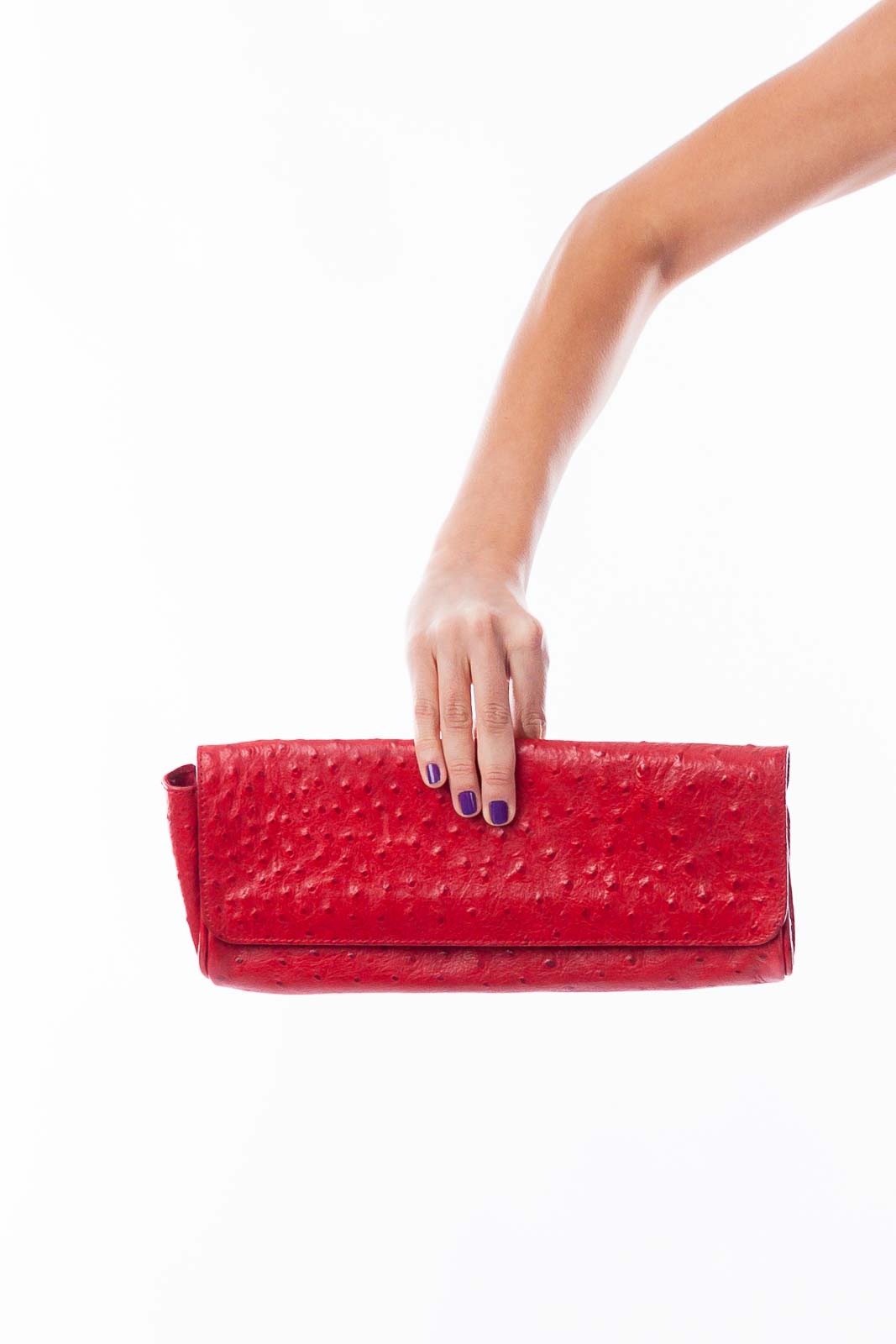 Red Leather Clutch Front