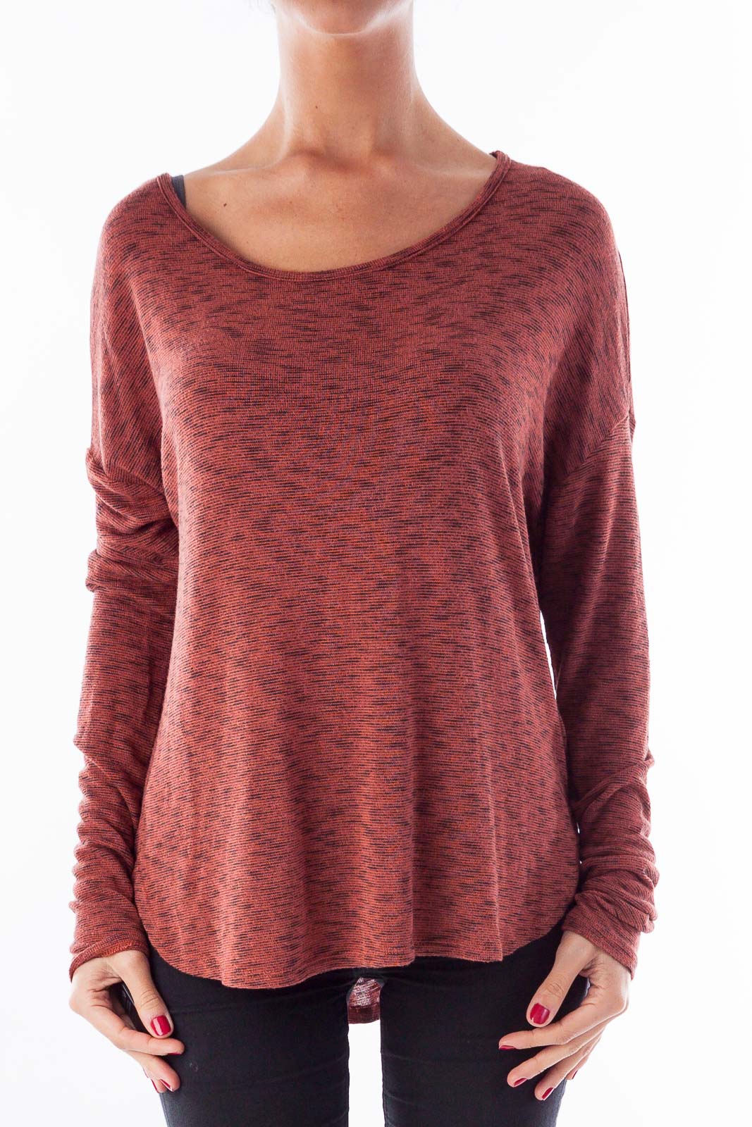 Orange and Black Knit Top Front