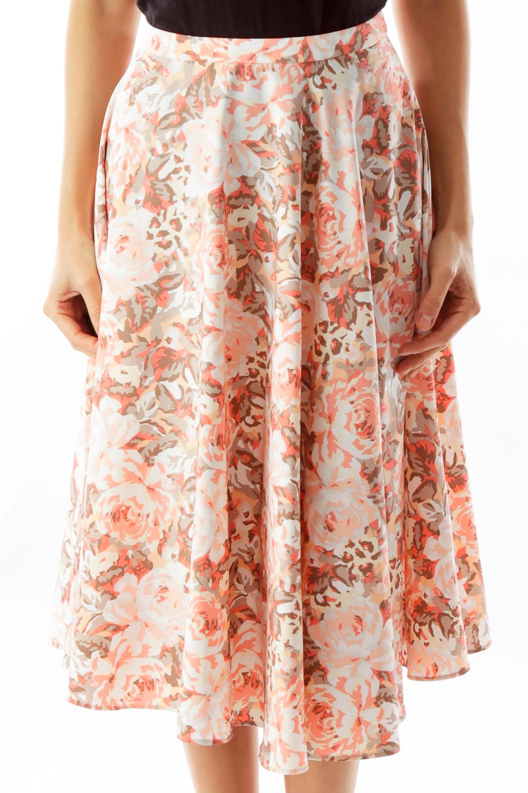 Peach Floral Skirt Front