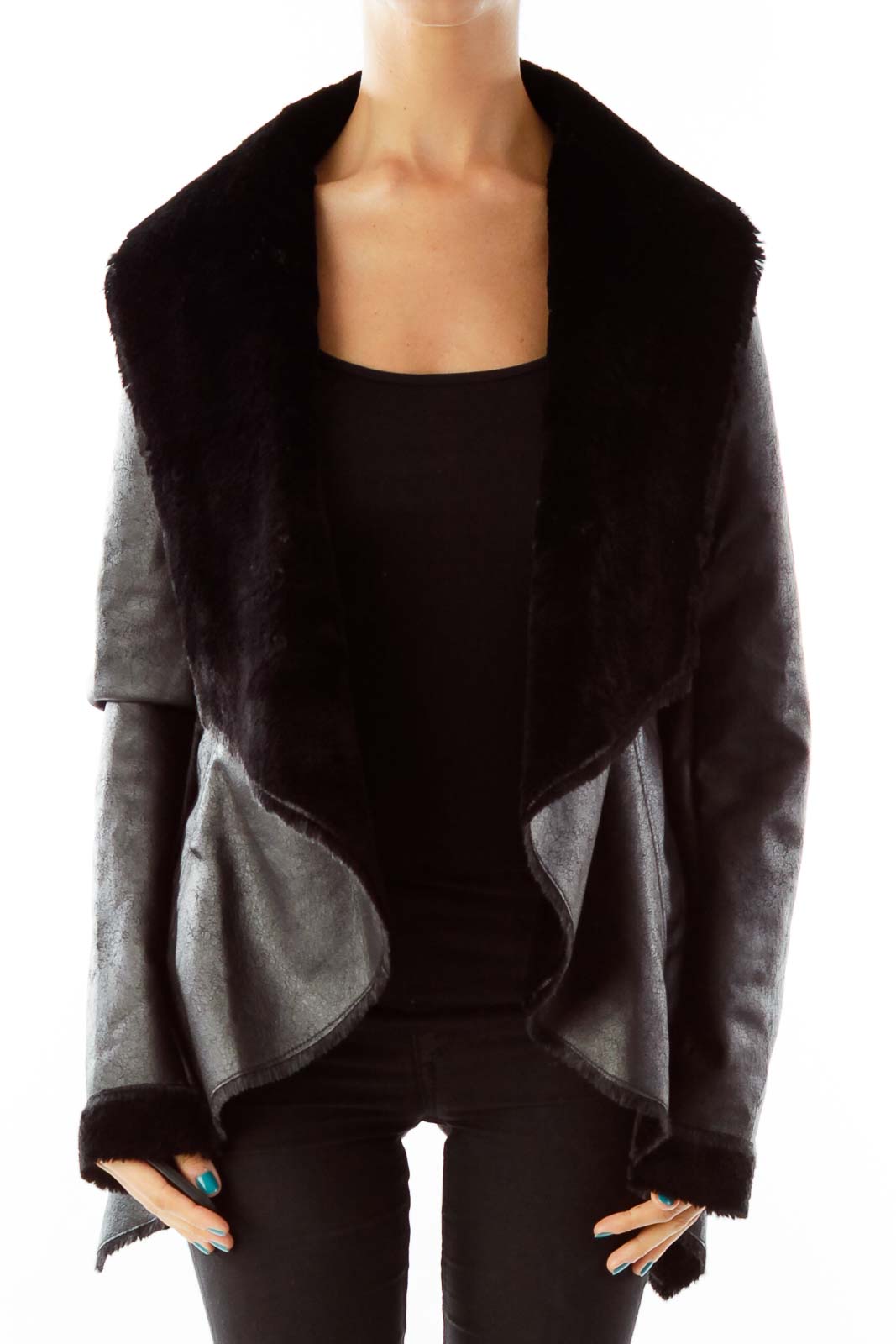 Black Fur Jacket Front