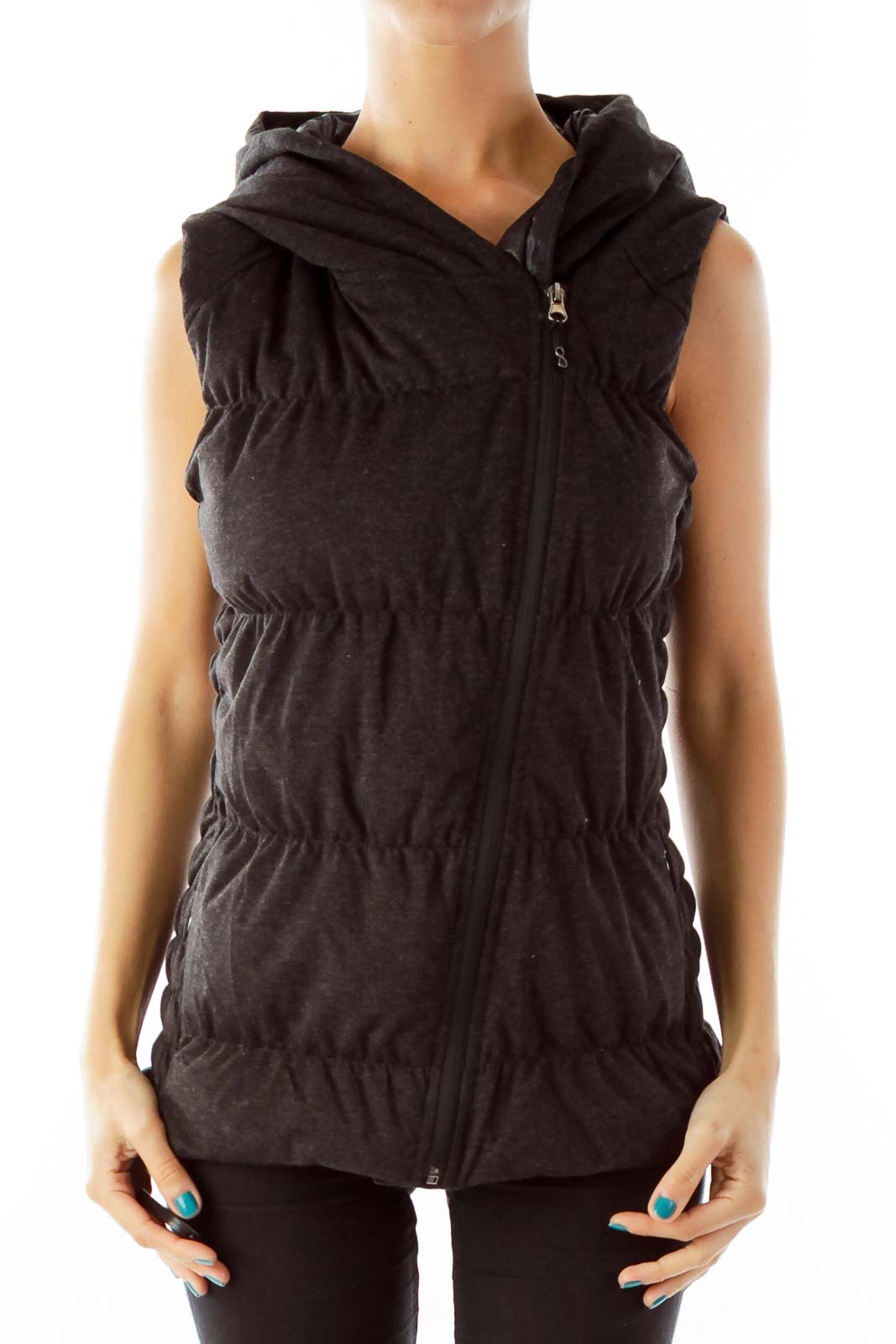 Gray Puffy Vest Front