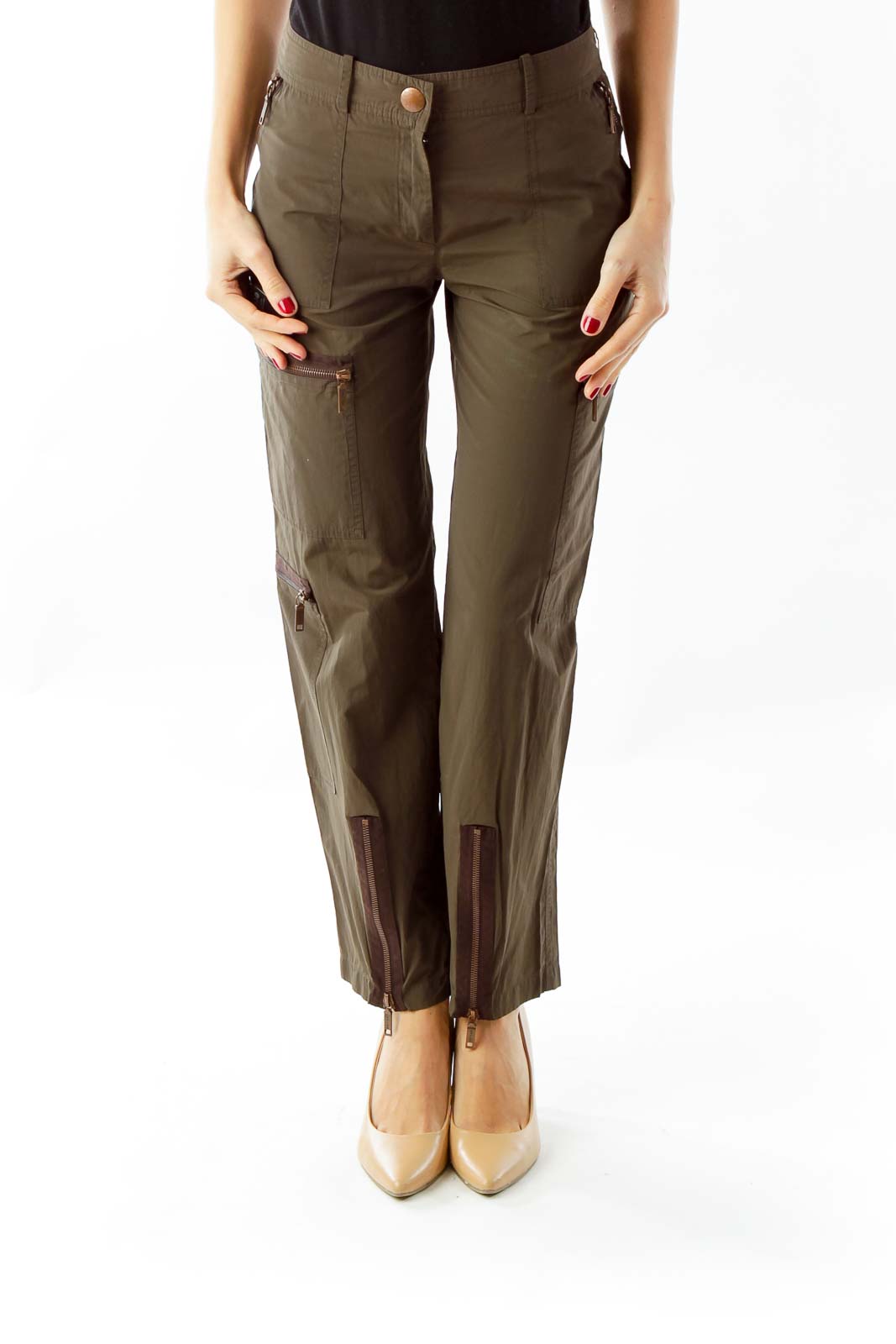 Army Green Cargo Pants Front