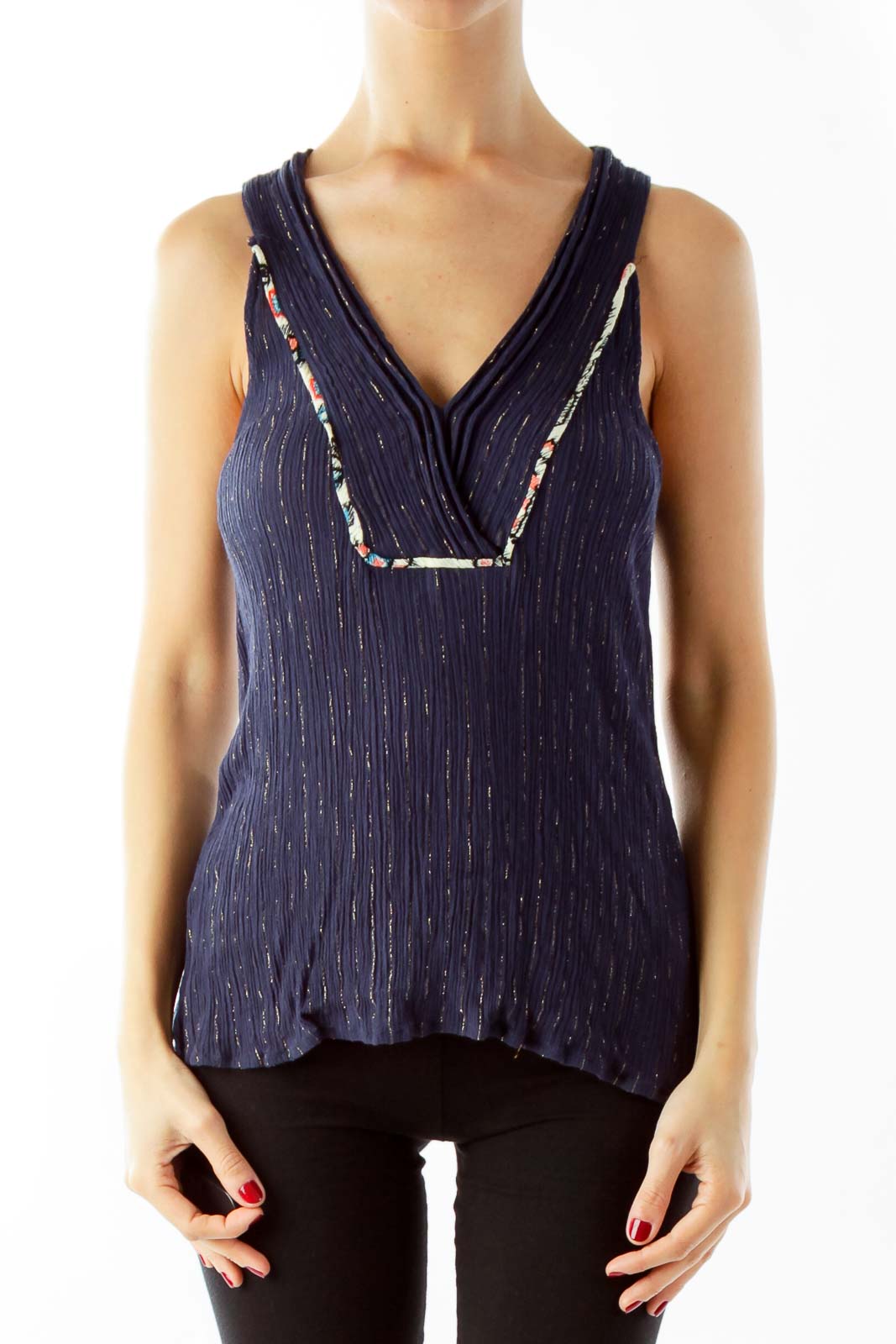 Navy Sparkle Tank Top Front