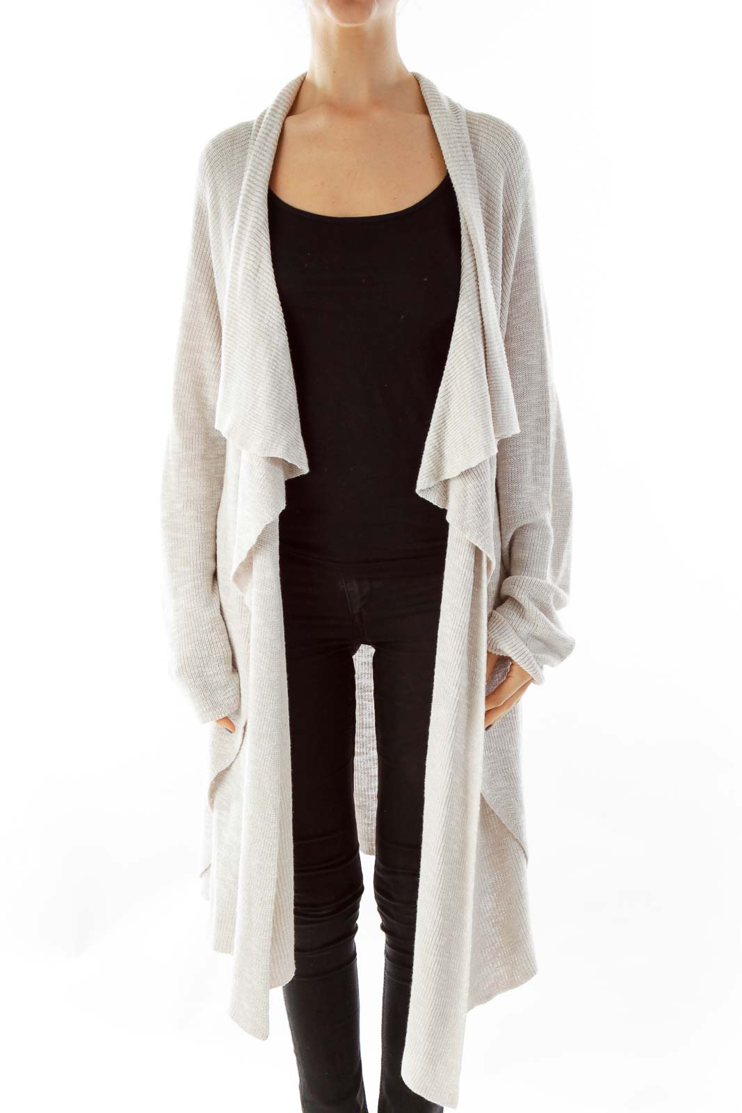 Oatmeal Open Faced Cardigan Front