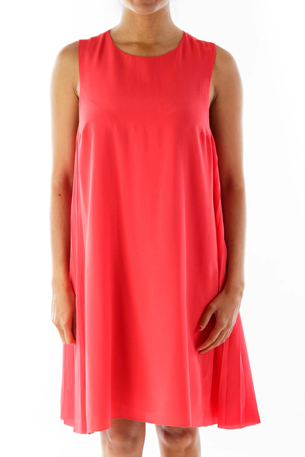 Red Side Draped Dress Front