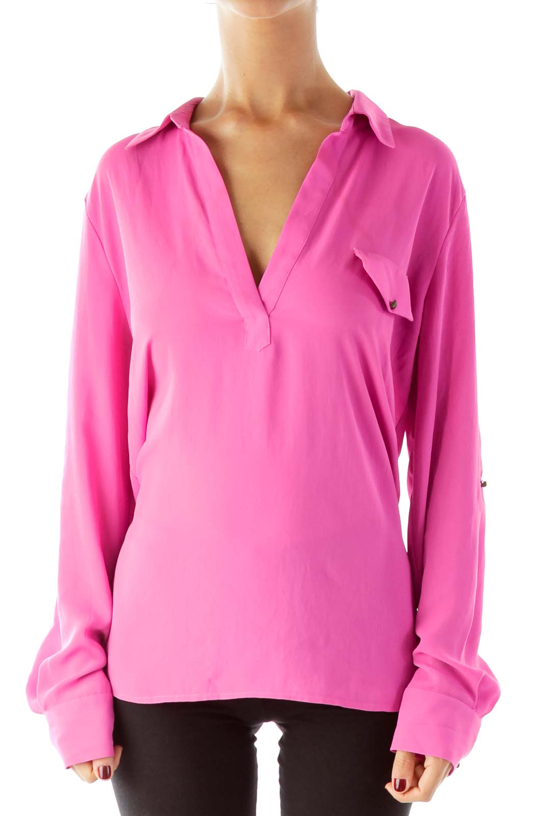 Pink Pocketed Shirt Front