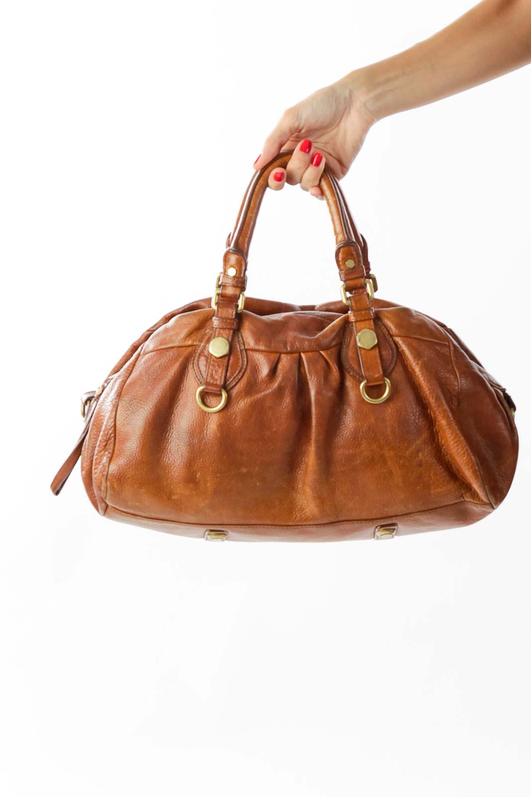 Brown Zippered Handbag Front