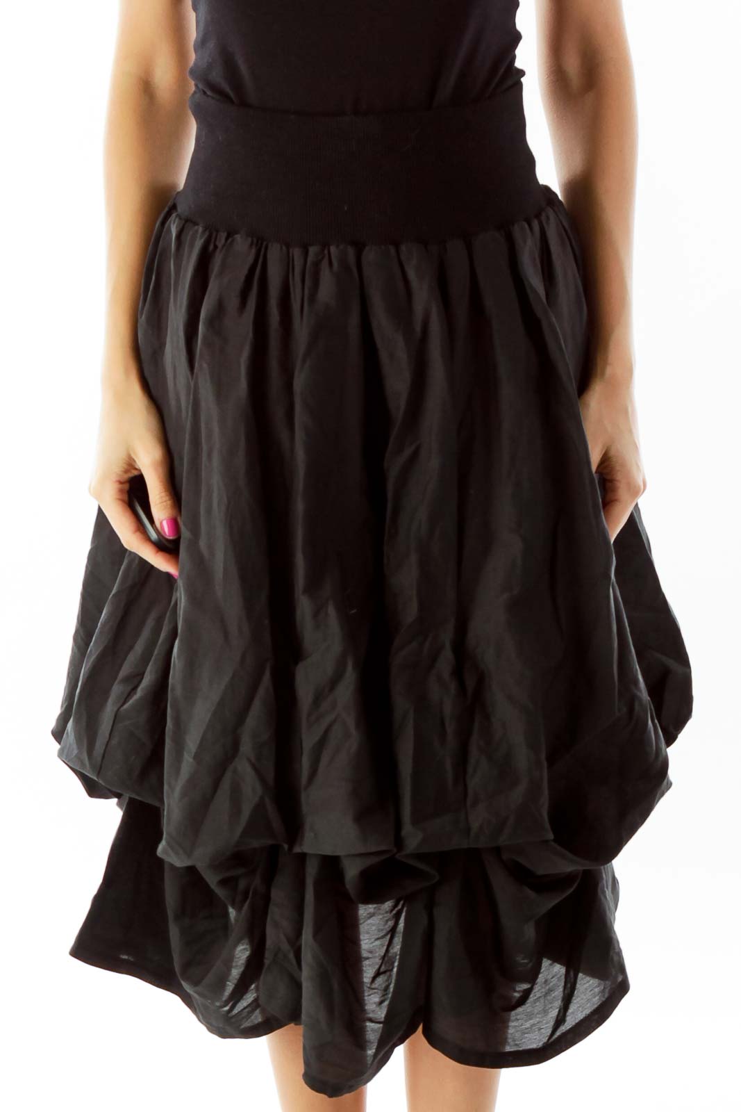 Black Ruffled Skirt Front