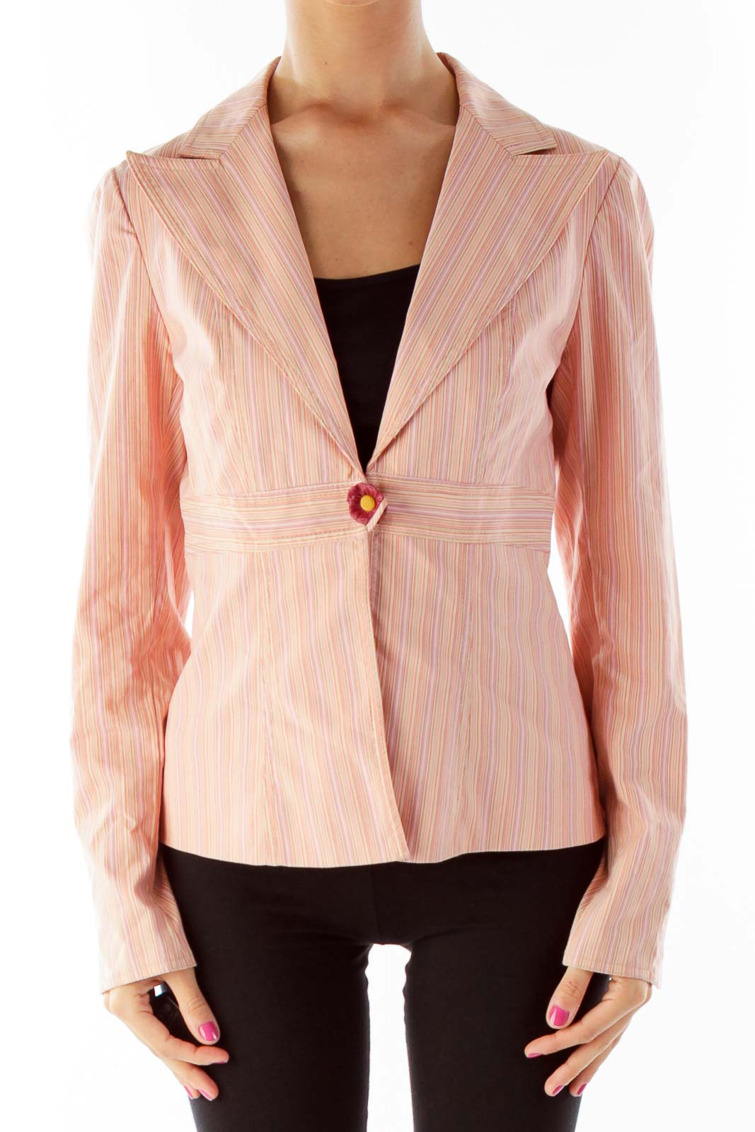 Pink Pinstripe Blazer Front