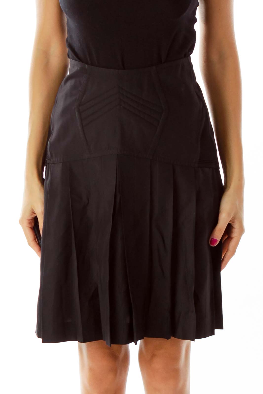 Black Lace Up Peplum Skirt Front
