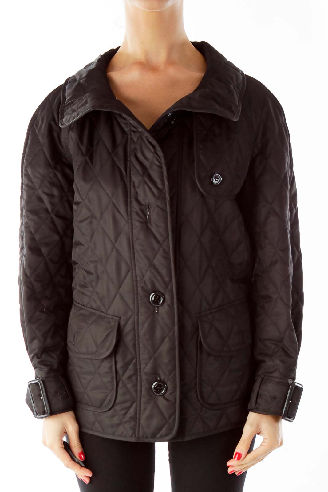 Black Burberry Cool Weather Jacket Front