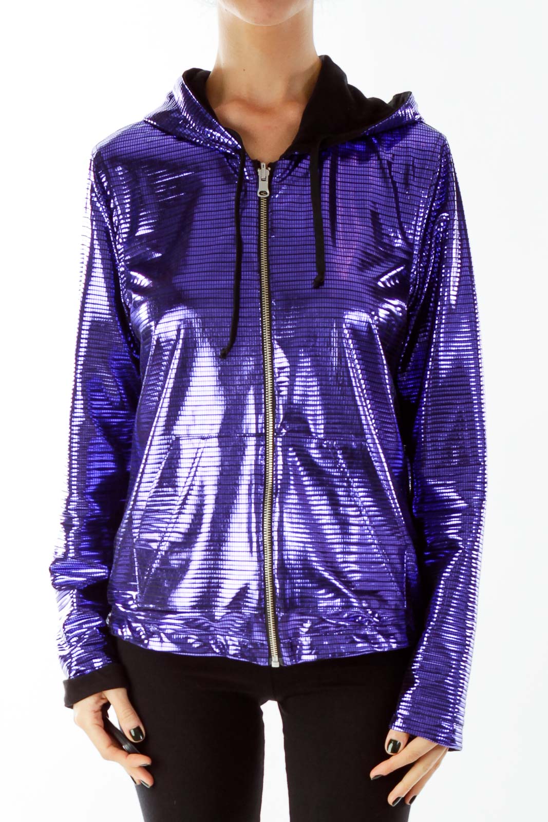 Purple Metallic Reversible Jacket Front