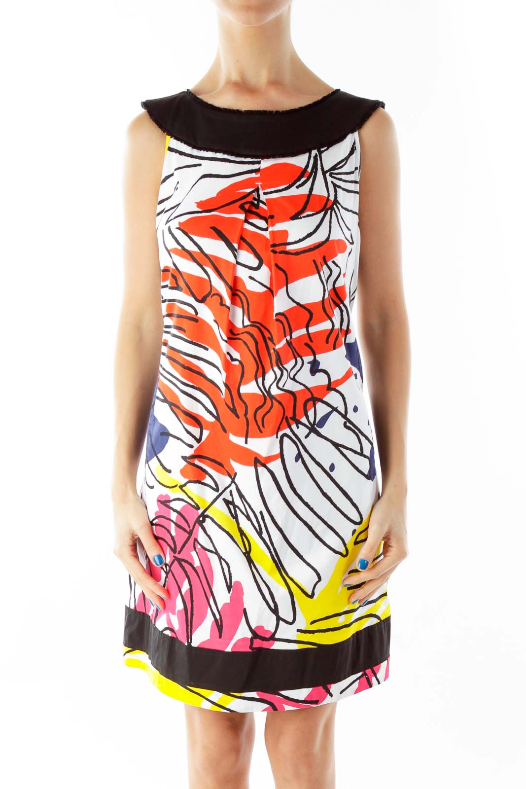 Multicolor Print Sleeveless Day Dress Front