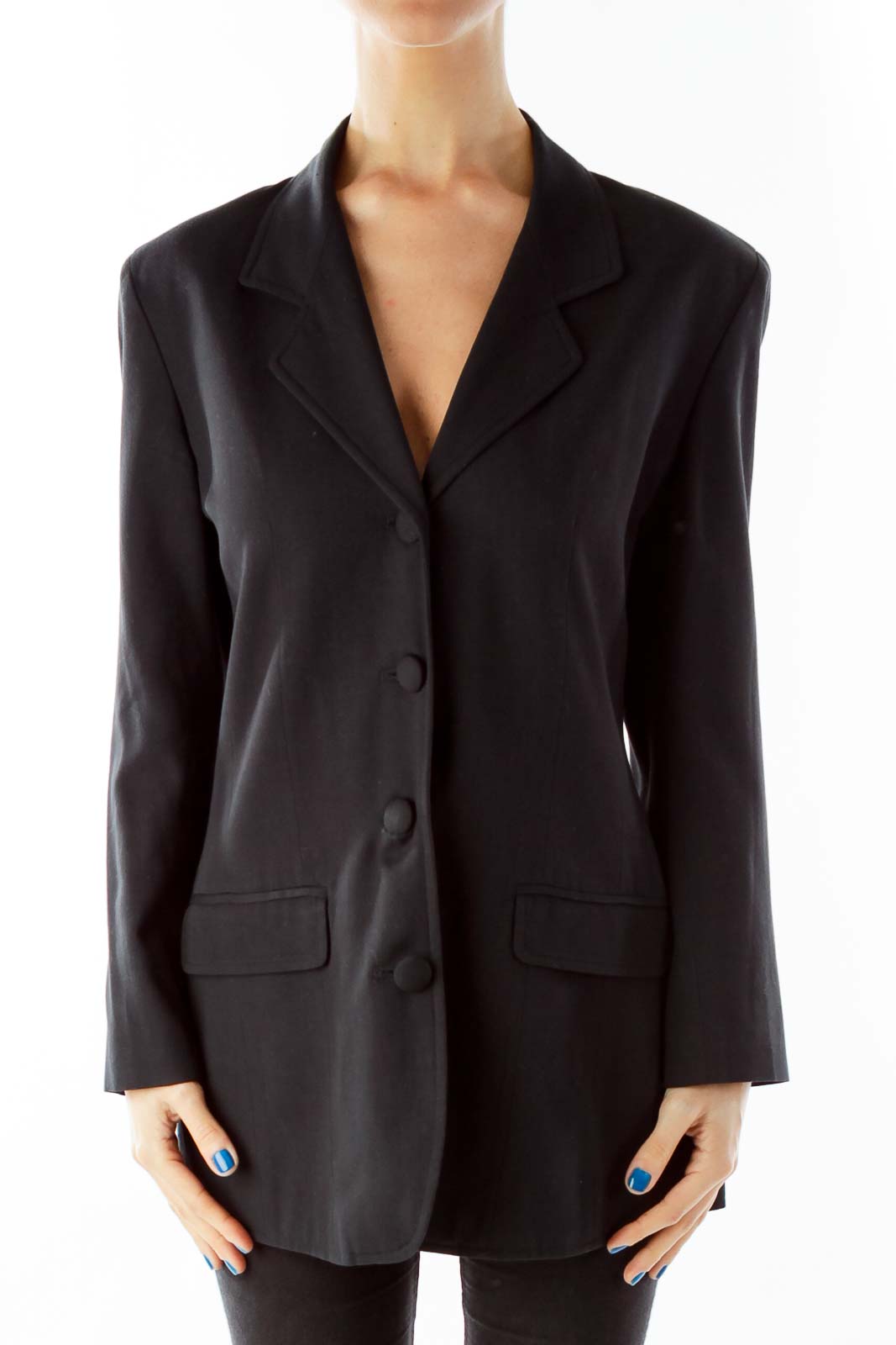 Navy Single-Breasted Blazer Front