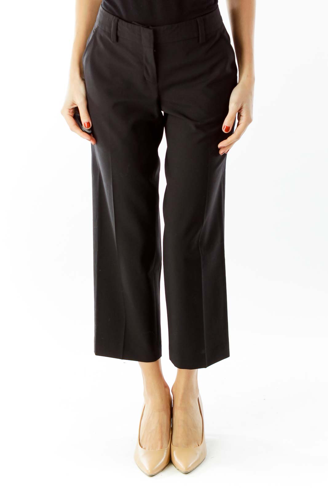 BCBG MaxAzria - Black Cropped Suit Pants Wool Spandex | SilkRoll
