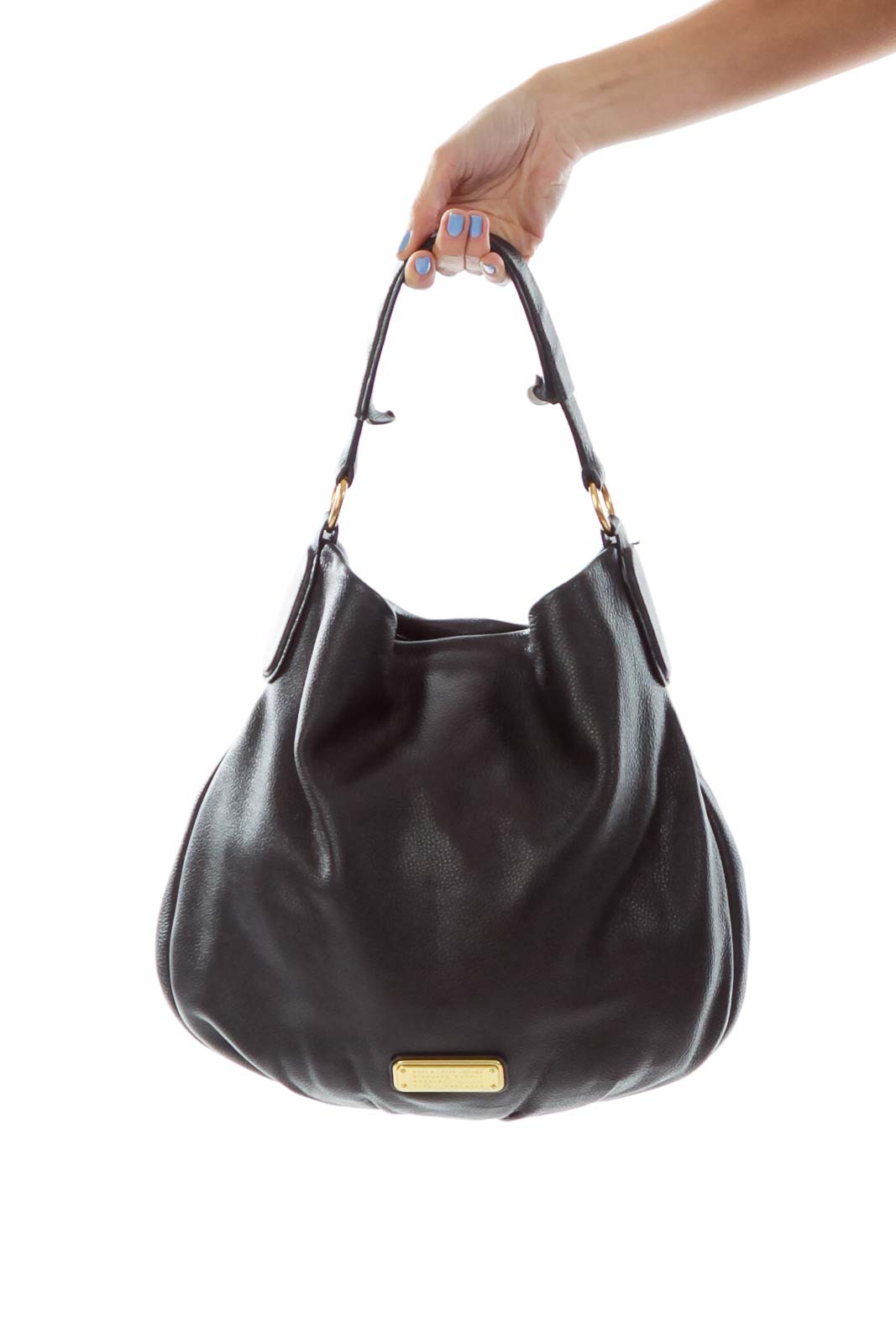 Black Leather Shoulder Bag Front