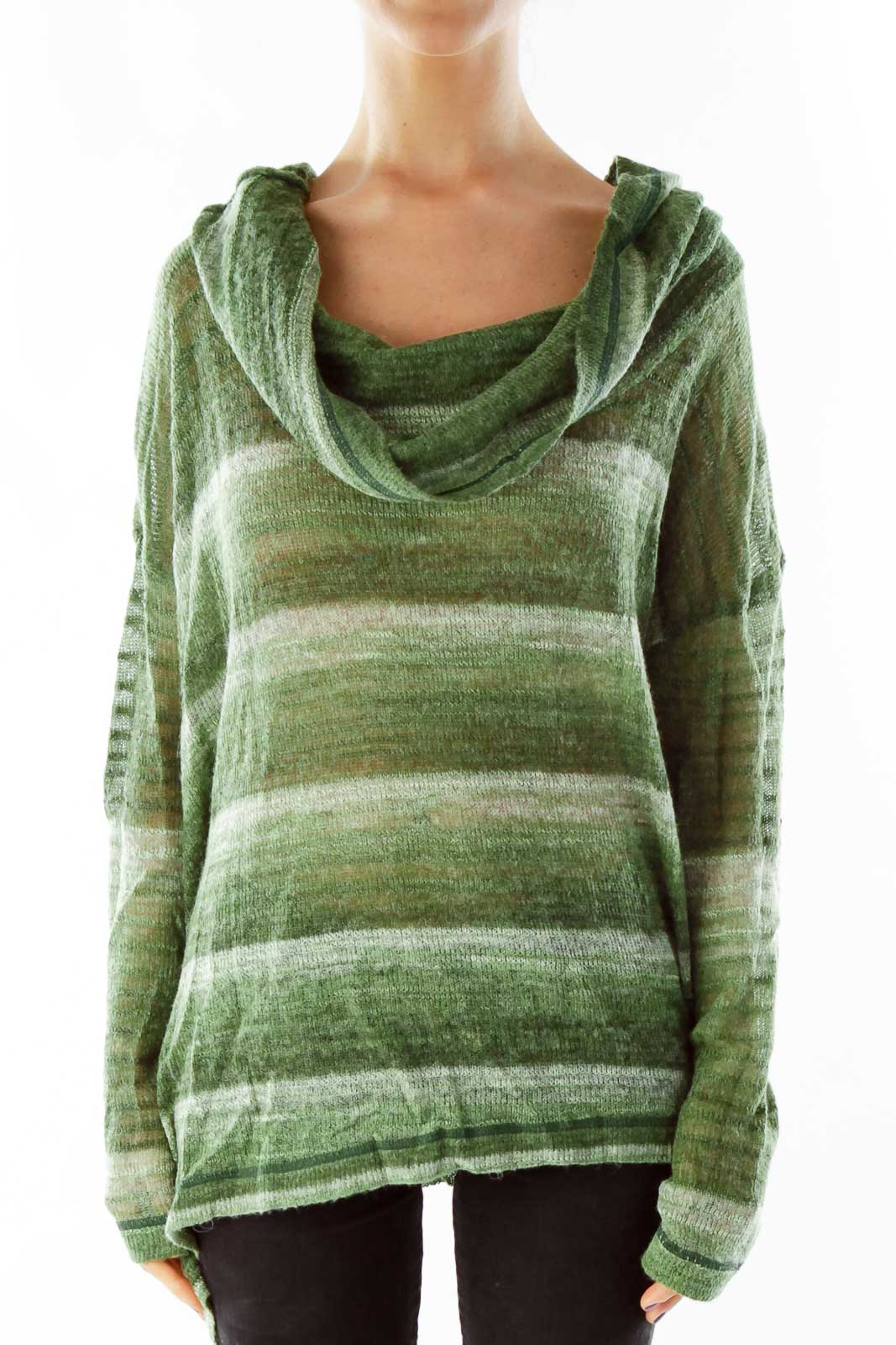 Green Cowl Neck Sweater Front