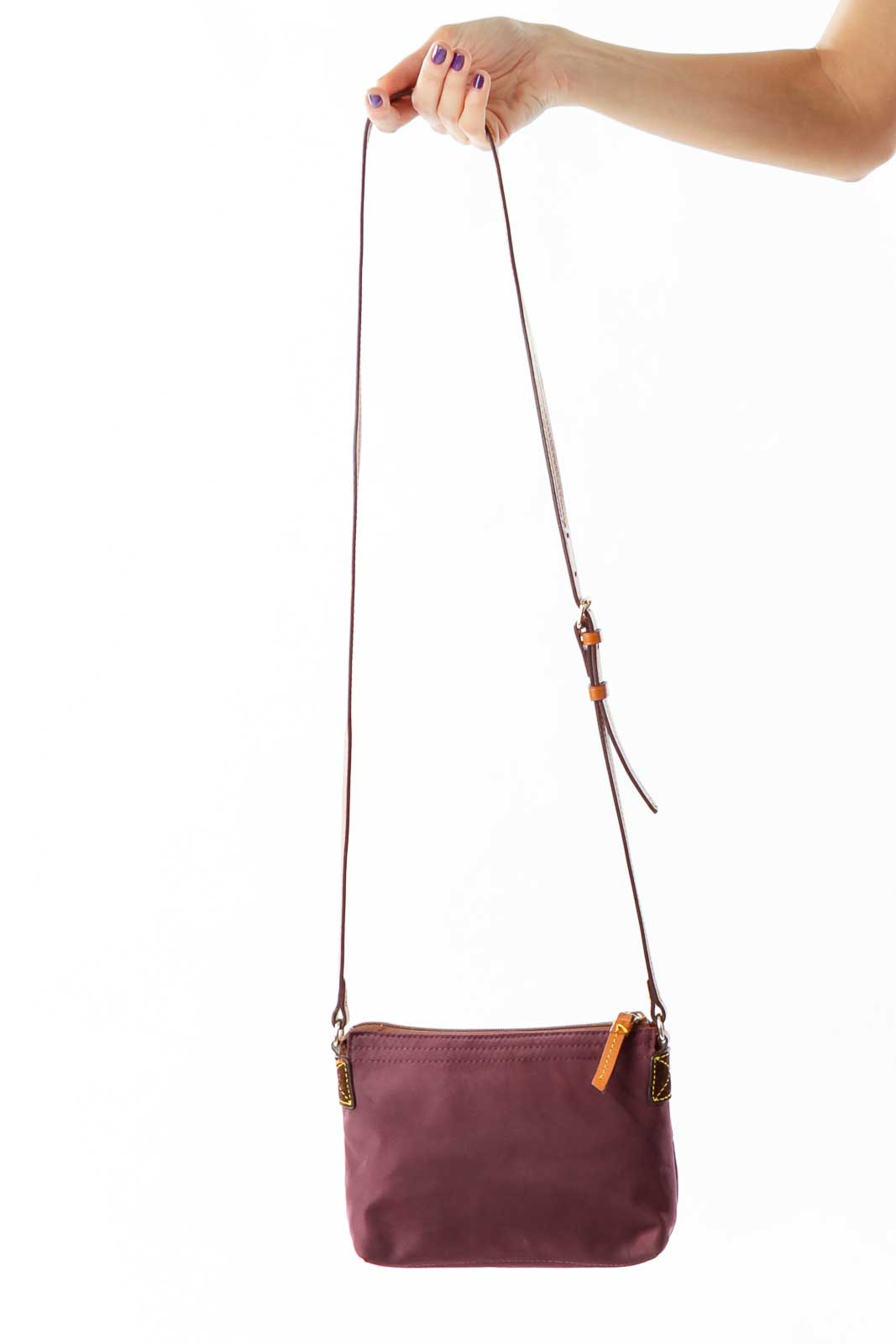 Purple Leather Crossbody Bag Front