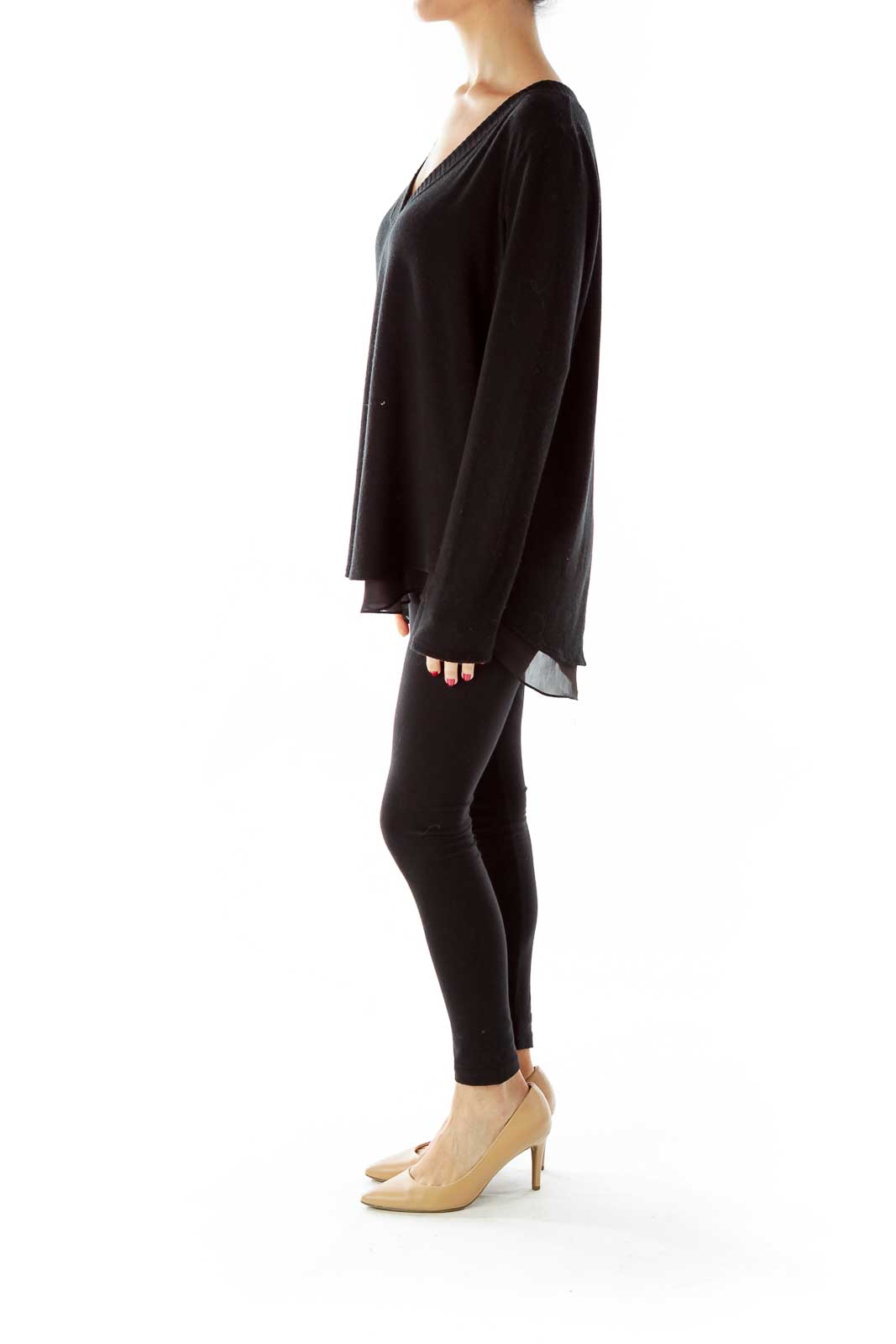 Gibson - Black Knit with Sheer Lining Spandex Sueded Rayon